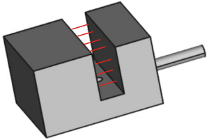 Slot version of proximity switch sensor for variable area flow meter